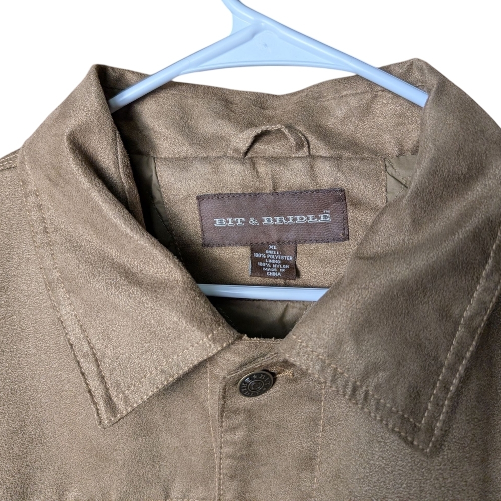 Bit & Bridle Men's Beige Tan Jacket Size XL Coat Buttons Pockets Collar Like New - Picture 9 of 12